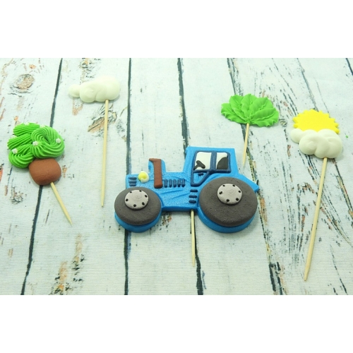 Figurka cukrowa dekoracja tort topper traktor 5 el
